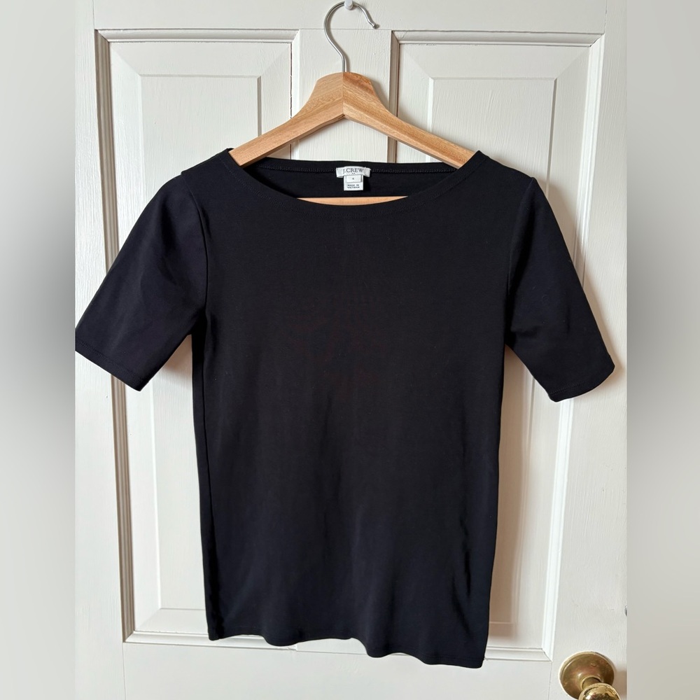 JCREW Small essential boatneck Women's Black Tee
